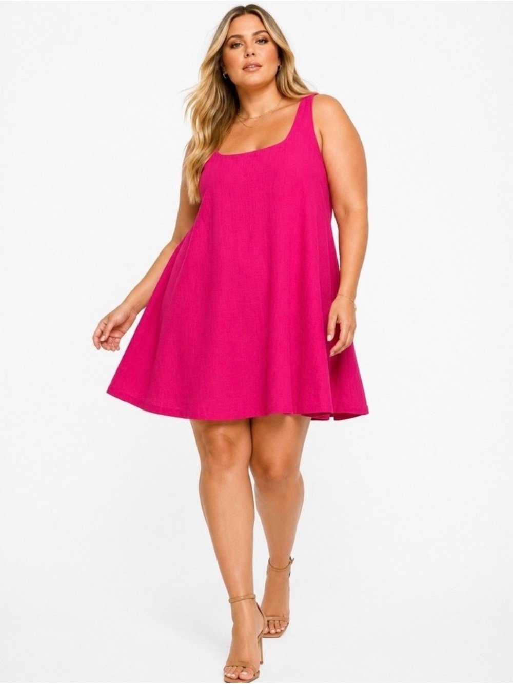 State Linen Dress in Vibrant Fuchsia